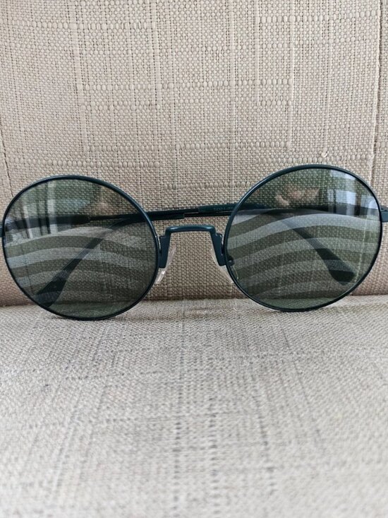 Fendi Women Sunglasses Green Tone Metal Frame Round Eyewear waves Made in Italy main image 9